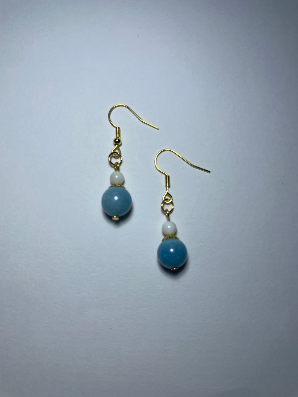 Elegant Natural Aquamarine Bead Earrings(Short)
