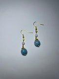 Elegant Natural Aquamarine Bead Earrings(Long)