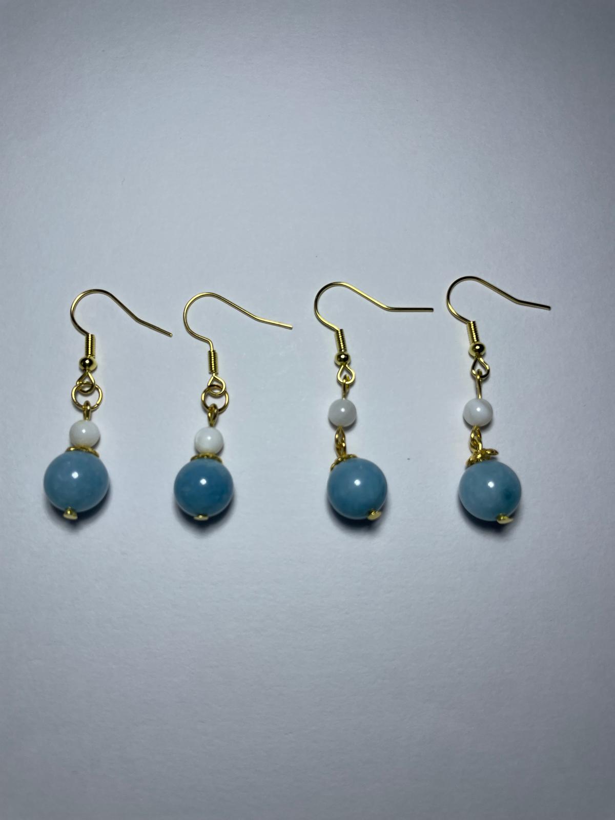Elegant Natural Aquamarine Bead Earrings(Short)