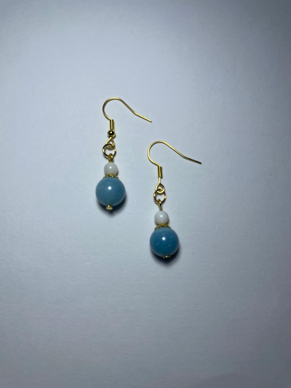 Elegant Natural Aquamarine Bead Earrings(Short)