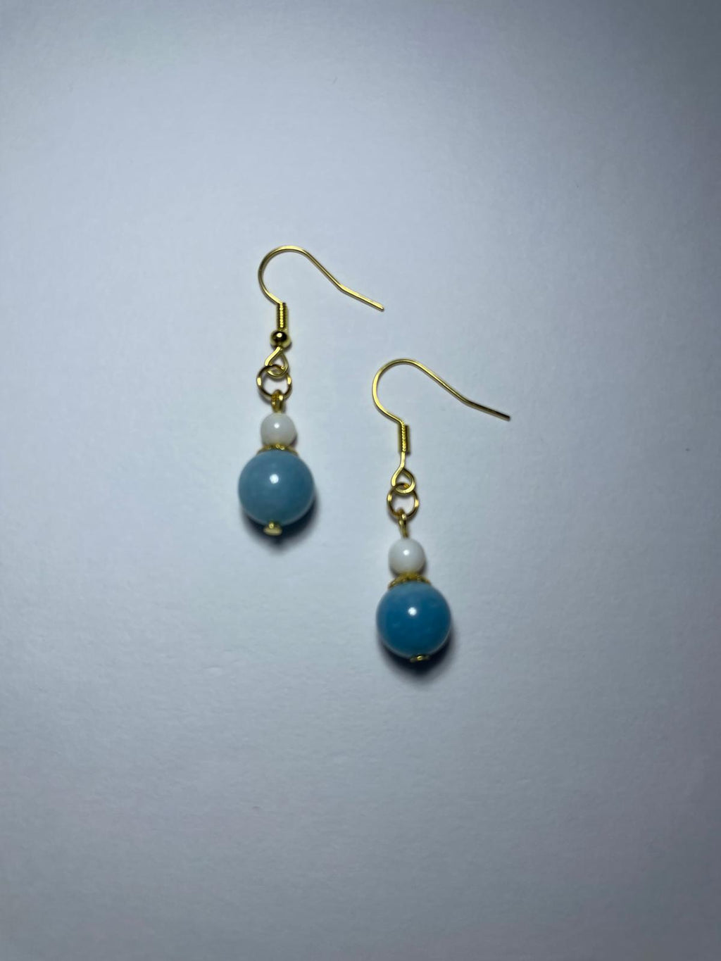 Elegant Natural Aquamarine Bead Earrings(Short)