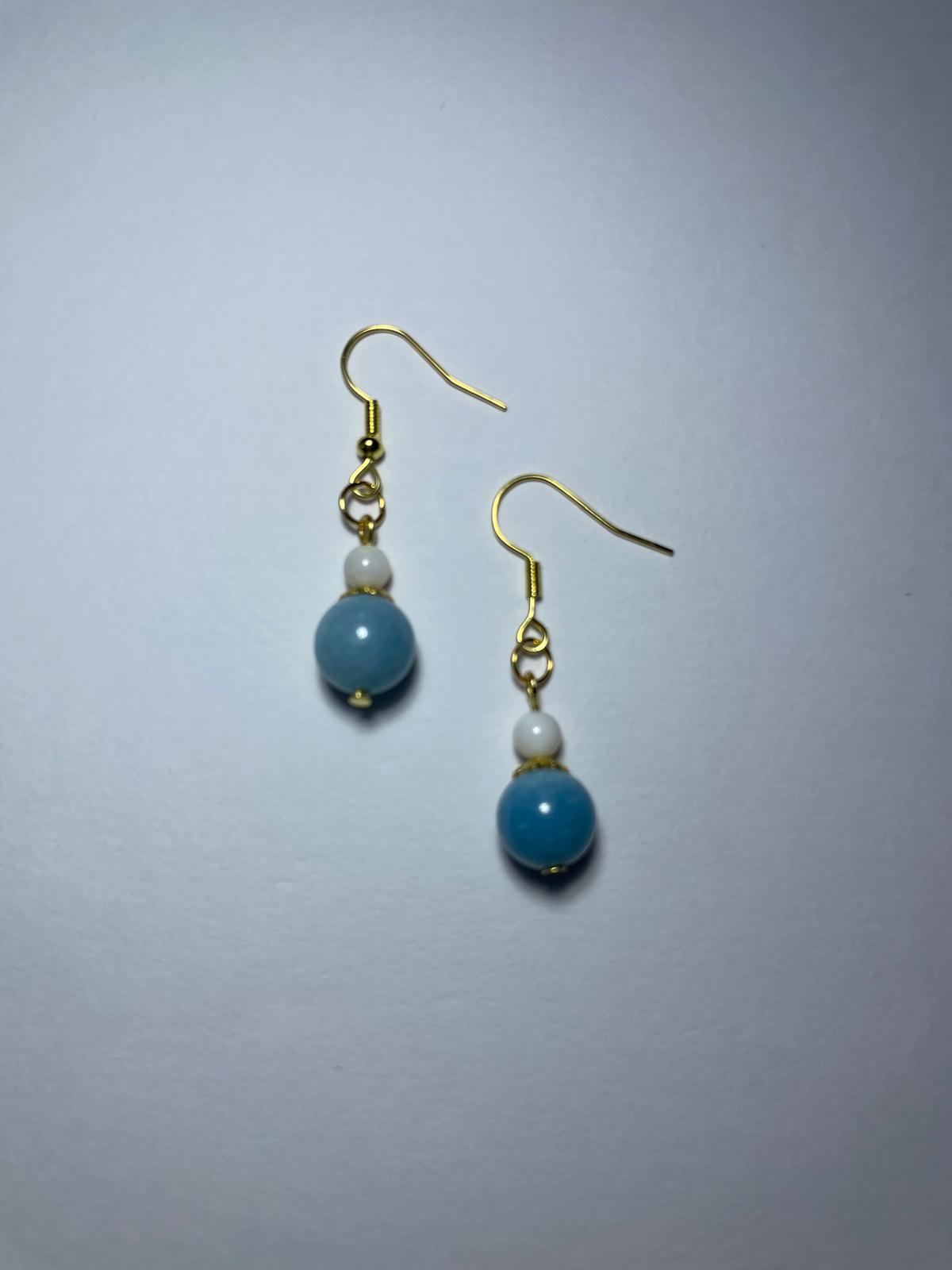 Elegant Natural Aquamarine Bead Earrings(Short)