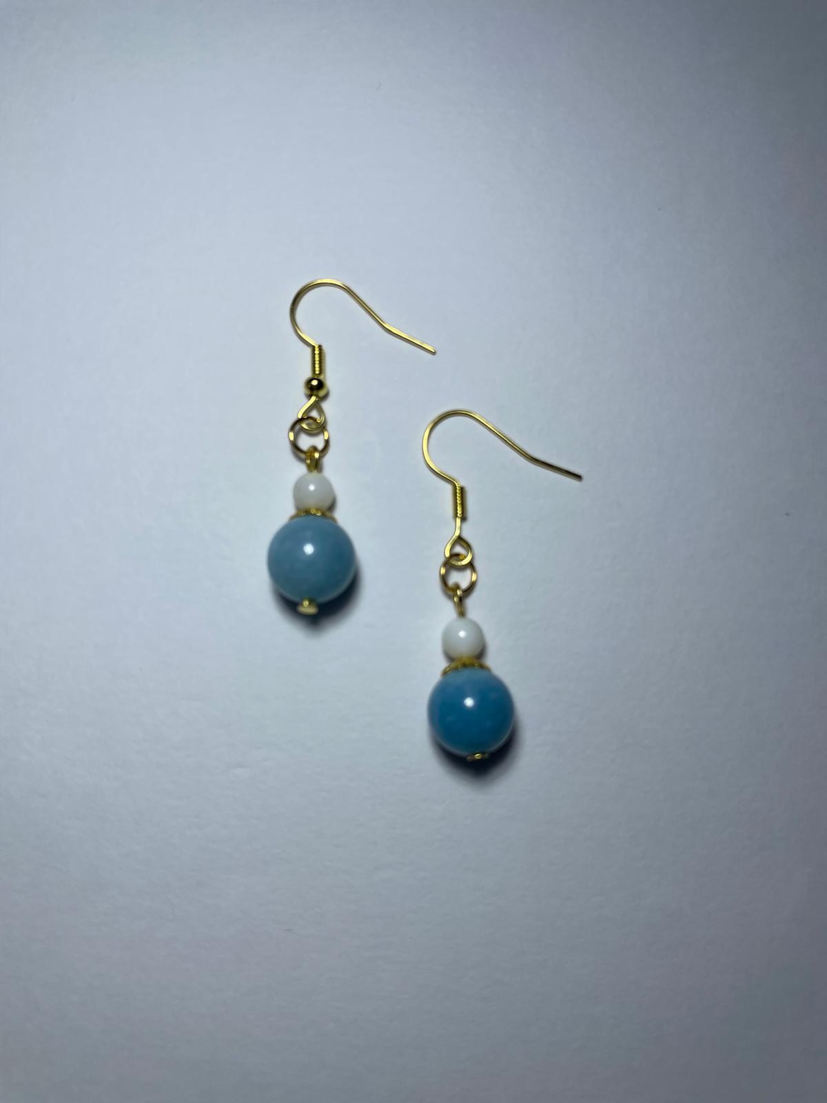Elegant Natural Aquamarine Bead Earrings(Short)