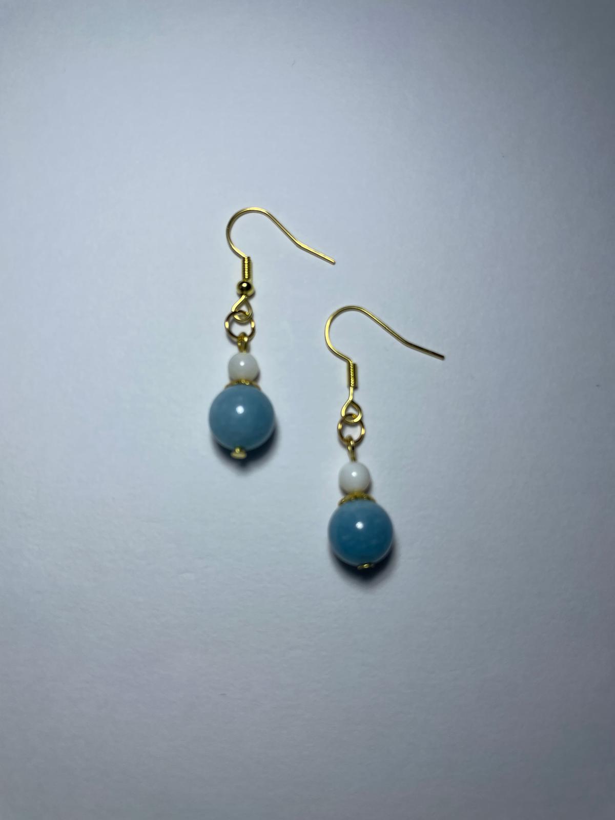 Elegant Natural Aquamarine Bead Earrings(Short)