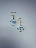 Handmade Sky Blue Flower Dangle Earrings | Gold Hook Floral Earrings