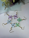 Handmade Lavender Flower Dangle Earrings | Gold Hook Floral Earrings