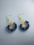 Handmade Dark Blue Crystal Wreath Earrings