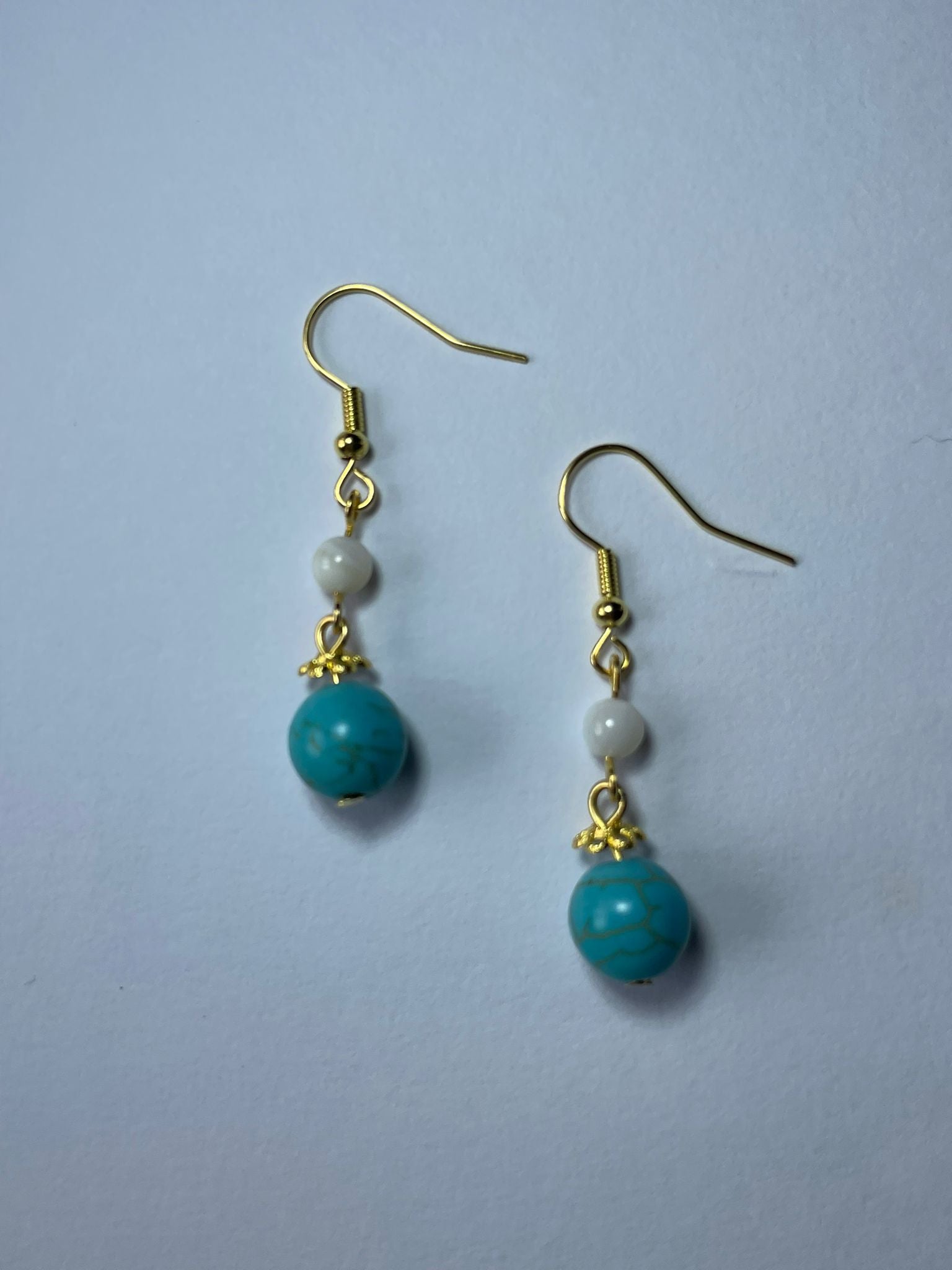 Elegant Natural Turquoise Earrings(Blue+White)