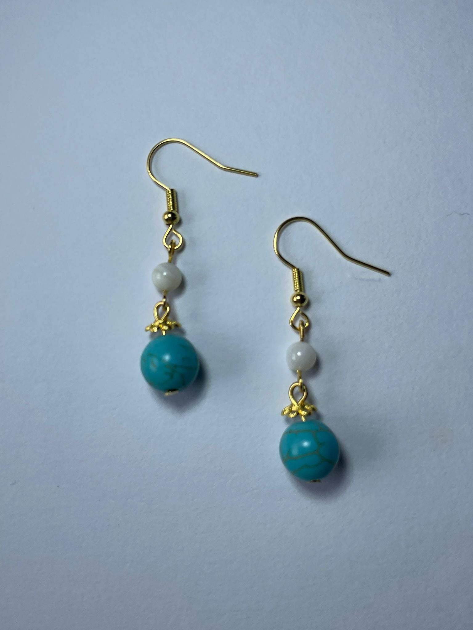 Elegant Natural Turquoise Earrings(Blue+White)
