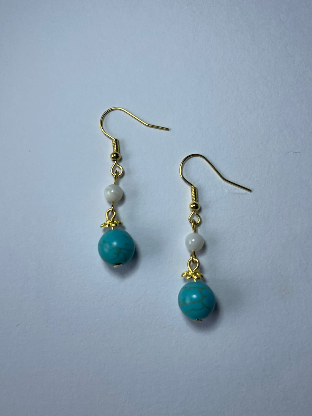 Elegant Natural Turquoise Earrings(Blue+White)