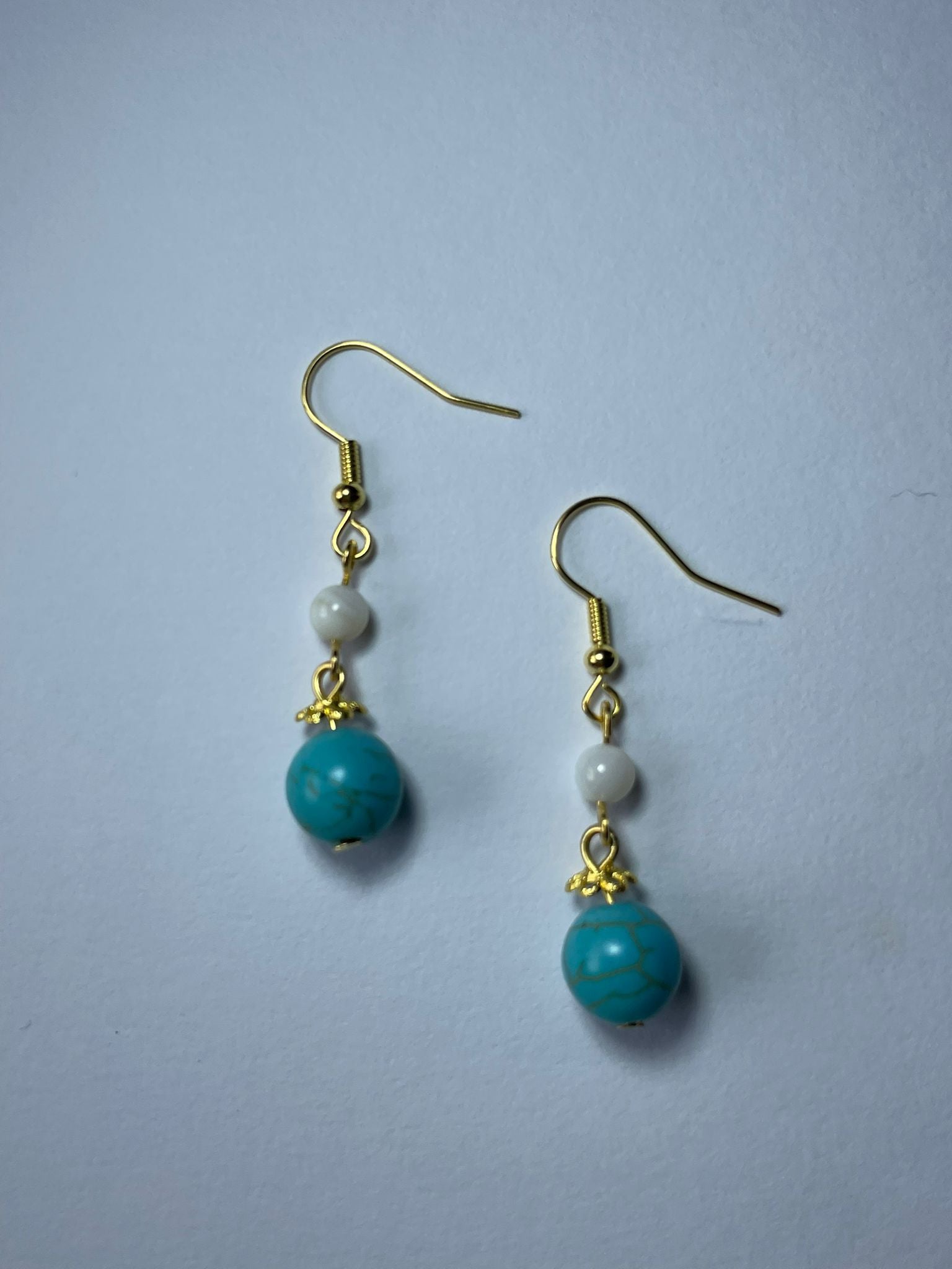 Elegant Natural Turquoise Earrings(Blue+White)