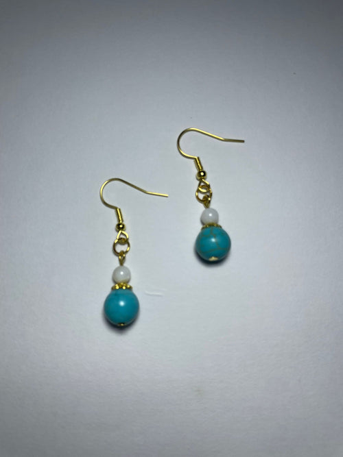 Elegant Natural Turquoise Drop Earrings(Blue+White)