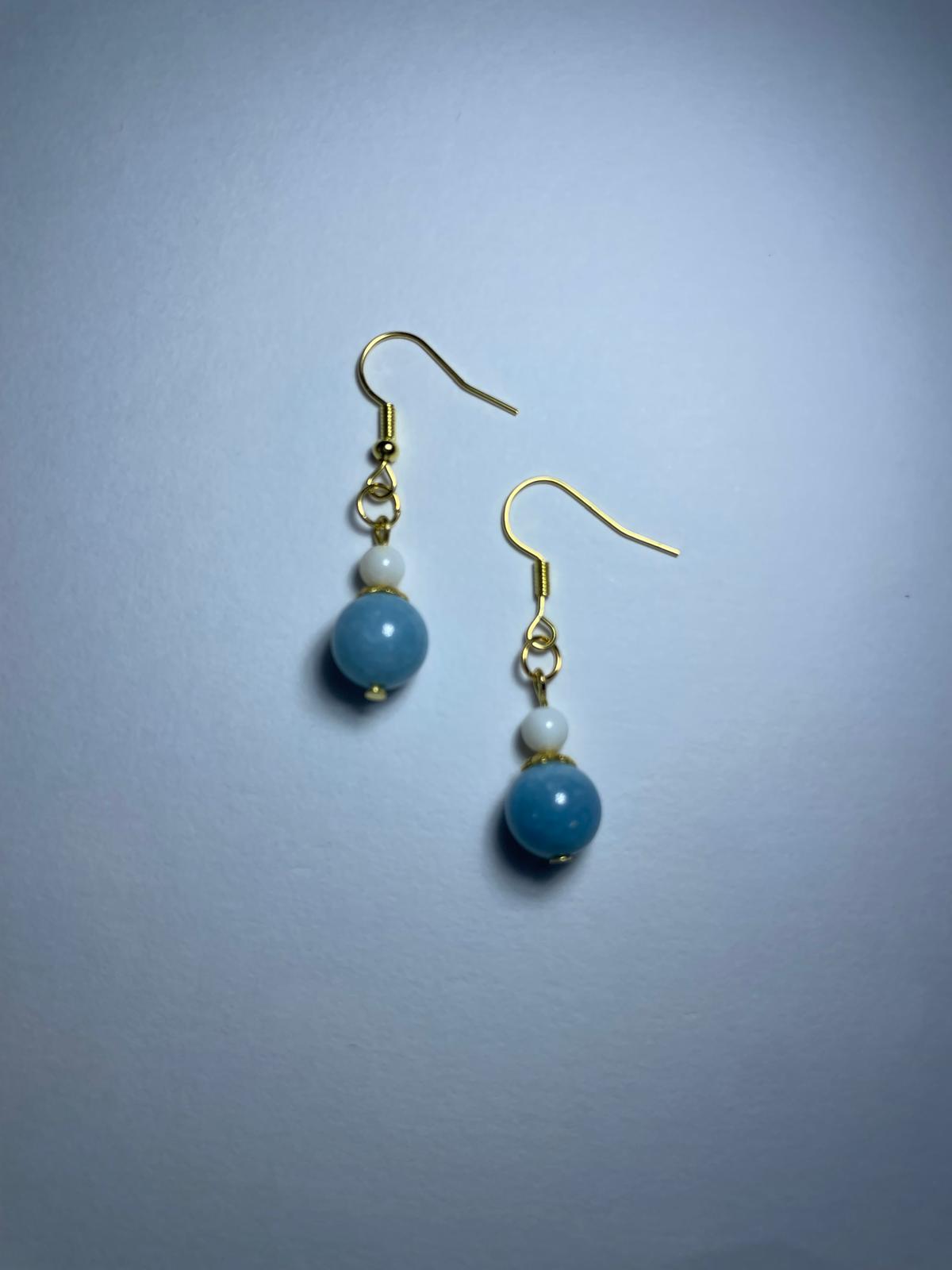 Elegant Natural Aquamarine Bead Earrings(Short)
