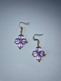 Handmade Lavender Flower Dangle Earrings | Gold Hook Floral Earrings