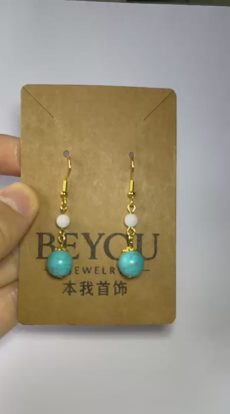 Elegant Natural Turquoise Earrings(Blue+White)